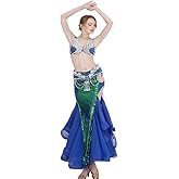 ROYAL SMEELA Belly Dance Costume for Women Belly Dance Bra and Belt Sequin Dance Skirt Bellydance Costumes Carnival Outfit