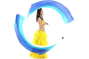 XChangeFun 2pcs 2.5x0.9M/98.43"x35.43" Multi-Color Belly Dance Silk Veil Poi in Haka Dances and Polynesian Dances