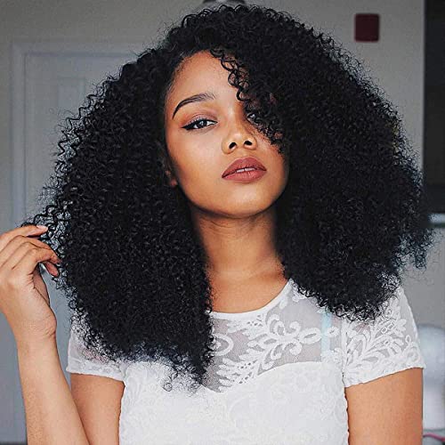 ISEE Hair 100% Unprocessed Afro Kinky Curly Human Hair Bundles 9A Mongolian Curly Virgin Hair Human Hair Bundles Natural Black Color (20 22 24inches)