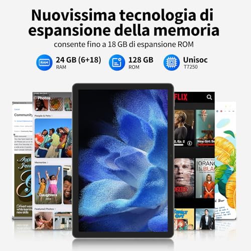 11 Inch Android 16 Tablet on Offer, 90Hz Display, 24GB(6+18) RAM 128GB ROM (2TB TF), Gemini AI Built-in, 8000mAh, 13MP + 8MP, Face ID, WiFi, GPS, IPS Eye Protection, 4 Year Warranty