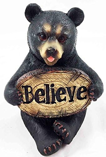 Bears Of Grace Black Bear Holding Hope Peace Love &amp; Believe Sign Small Figurines