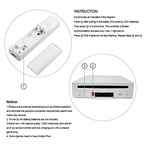 RC02 Wii Remote Plus and Nunchuk Controller, Built-in Motion Plus Remote controller with Silicone Case For Nintendo Wii/Wii U-White (Third-product Manufacturing)