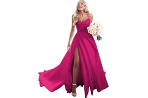 homdor Strapless Prom Dresses Long Ball Gown Satin Wedding Dress for Bride A Line Formal Evening Party Gowns with Slit