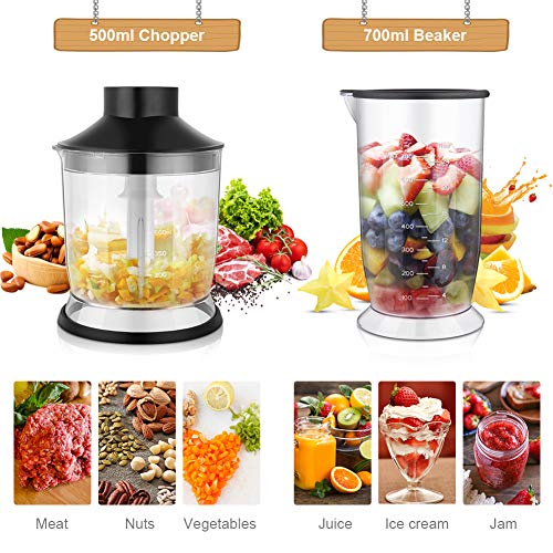 YISSVIC Hand Blender 1000W 700ml Immersion Blender 9 Speed Control, 4