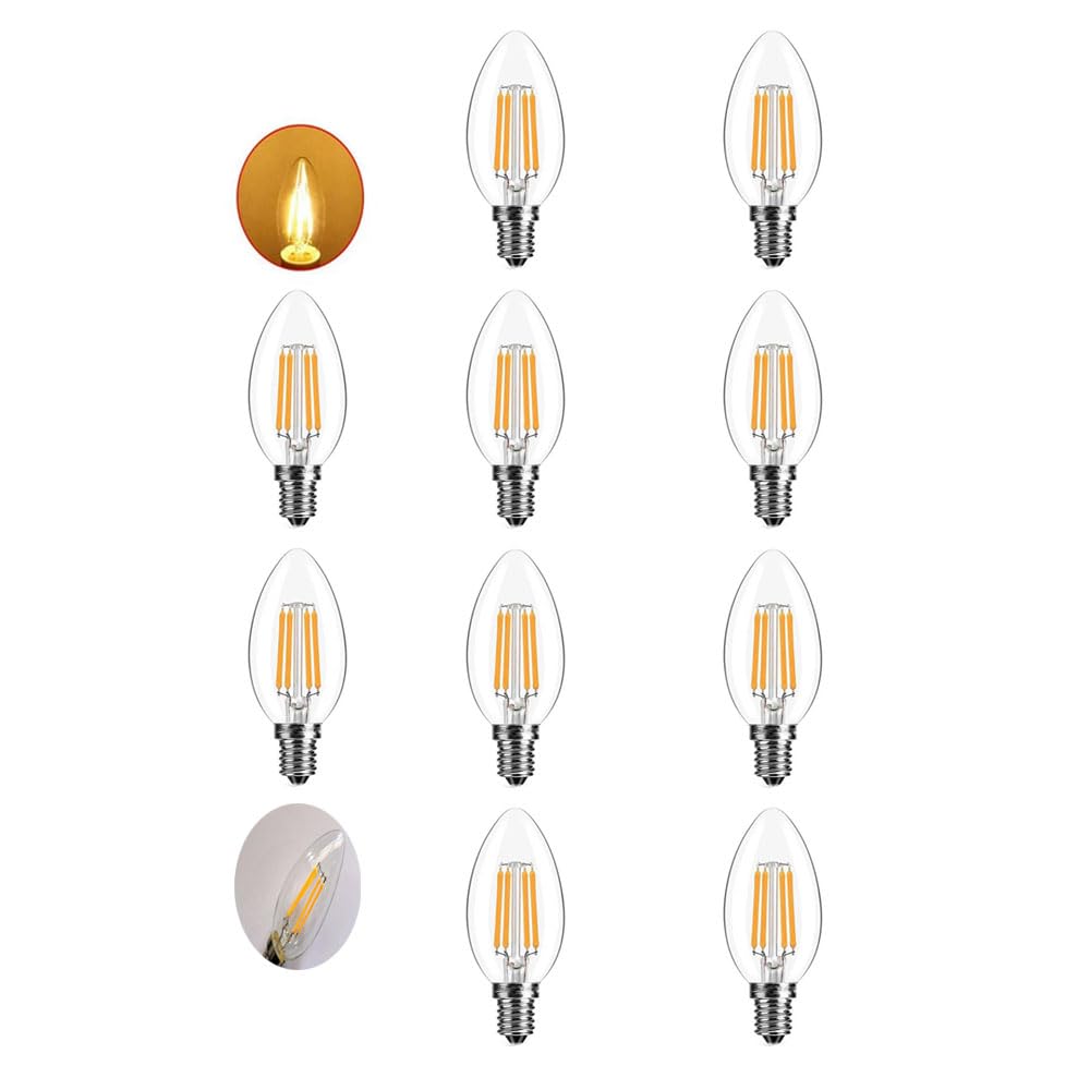 ZYUJIA E14 LED Candle Bulbs C35 Small Screw Candelabra LED Light Bulbs Not Dimmable Warm White 2700K 6W Filament Bulb (Equivalent to 60W) 10 Packs