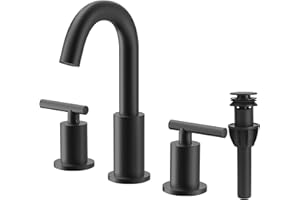 TRUSTMI Bathroom Faucet 3 Hole 2-Handle 8 inch Widespread Bathroom Sink Faucet with Pop Up Drain and cUPC Waterlines, Matte Black