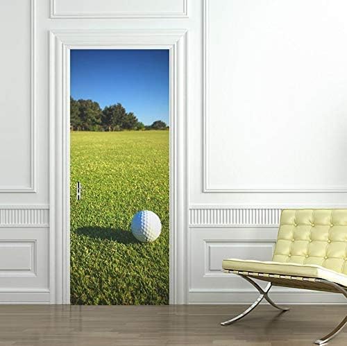 LJLQ 3D Door Sticker Golf Course Mural Wallpaper Wall Sticker Decal Decoration Self Adhesive 77X200Cm