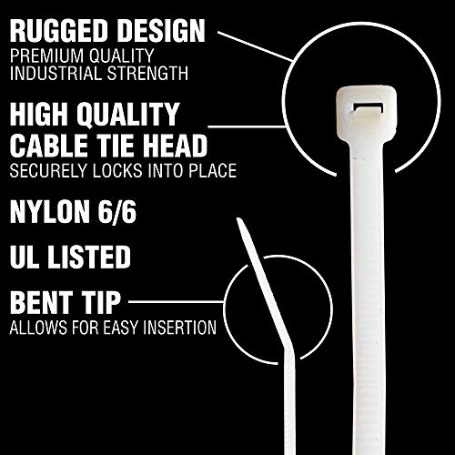 Cambridge Cable Ties Zip Ties 14 Inch 75 Lb Standard Duty 30 Pieces Natural UL Listed Contractor Quality Industrial Strength