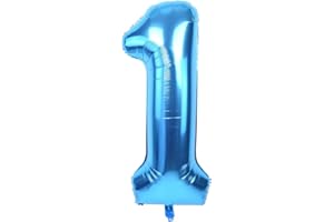 TONIFUL 40 Inch Blue Large Numbers Balloon 0-9(Zero-Nine) Birthday Party Decor,Foil Mylar Big Number One Balloon Digital 1 for Birthday Party,Wedding, Bridal Shower Engagement Photo Shoot, Anniversary