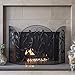 Best Choice Products 3-Panel 50x30in Steel Metal Mesh Protective Fireplace Screen, Fire Spark Guard Gate for Indoor & Outdoor w/Rustic Worn Finish, Scroll Leaf Decals