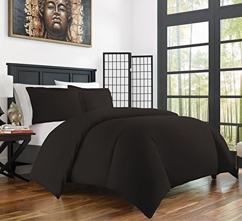 Zen Home Luxury Duvet Cover Set - 1500 Series Brushed Microfiber w/ Bamboo Blend Treatment Duvet Cover Set - Eco-friendly, Hypoallergenic and Wrinkle Resistant - 3-Piece - King/Cal King - Black