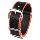 PBCODE Seat Belt Nylon NATO Strap Heavy Duty Military G10 Watch Band Replacement Watch Straps 20mm Black Orange