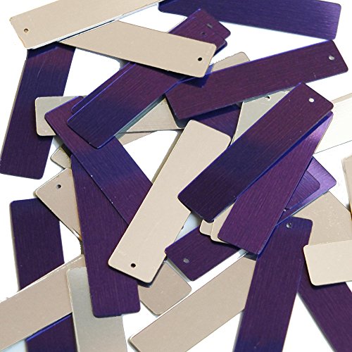 Purple Silver Sequin Skinny Rectangle 1.5 inch Couture Metallic Loose Paillettes. Made in USA.