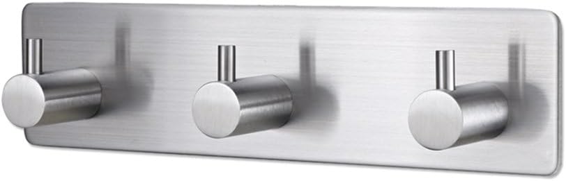Adhesive Hooks,Diaoaokiss Towel Hooks of Stainless Steel with 3 Hooks for Bathroom Kitchen Lavatory and Closets, Water and Rust Proof