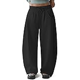 HeSaYep Women's Fleece Lined Sweatpants Barrel Leg Baggy Sweat Pants Winter Thermal Cotton Pants with Pockets