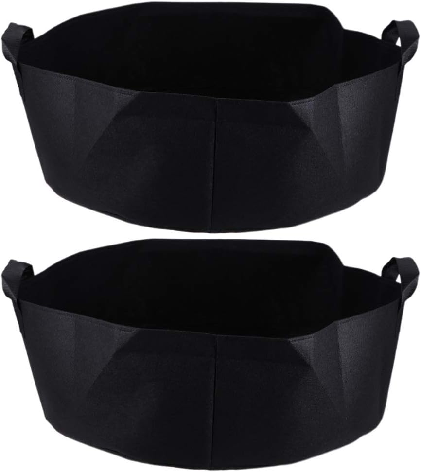 Yardwe 2PCS Fabric Raised Garden Bed Breathable Felt Planting Bag Garden Grow Bag Vegetables Planter for Tomato,Plants,Flowers,Carrot,Potato Planter Bag 23.6 x 7.9 Inch (Black)