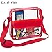 Clear Crossbody Messenger Shoulder Bag with Adjustable Strap NFL Stadium Approved Transparent Purse (Red)