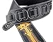 Walker & Williams CVG-24 Handmade Black And Gold Padded Guitar Strap With Hand Tooled Christian Cross And Skull Design For Acoustic, Electric, And Bass Guitars