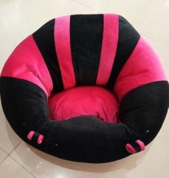 Jassi International Baby Soft Plush Sofa Chair Medium, Training Seat Safety (Black and Pink, 1-3 Year)