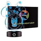 LE3D 3D Optical Illusion Desk Lamp/3D Optical Illusion Night Light, 7 Color LED 3D Lamp, Disney 3D LED For Kids and Adults, Minnie Mouse Light Up