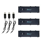 Noiposi 3Pcs 3.7V 500mAh Modular Battery with USB Charger for JJRC H47 Holystone HS160 Eachine E56 GoolRC T47 Furibee H818 Potensic F188WH Selfie Drone