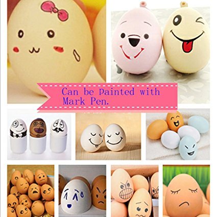 SallyFashion Wooden Fake Eggs 7 Pieces 3 Color