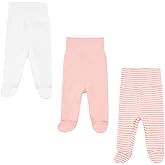 3-Pack Baby Pants with Footies, Roomy Fit Pull on Pants for Unisex Baby