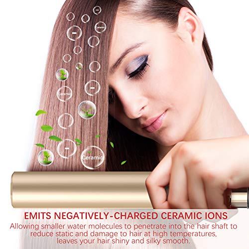 Flat Iron for Hair,GOOLEEN Professional Ceramic Hair Straightener 1 Inch Tourmaline 3D Floating Plates,2 in 1 Hair Curler and Straightener with Dual Voltage LED Display Adjustable Temperature 248-446℉