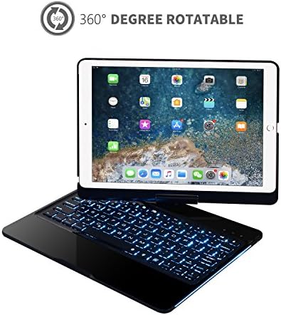 Keyboard Case for ipad 10.5 inch, 7 Color Backlight Keyboard for New ipad,Wireless Stand Keyboard Cover,case ipad 10.5 rotatable Keyboard Smart Automatic Sleep/weak for iPad Pro 10.5 (10.5 Black)