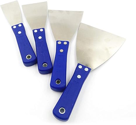 Amazon 青いプラスチック製のハンドルと4つのペイントスクレーパーの壁紙スクレーパーツールセットパック パーフェクトdiy飾るペイント除去 スクレーパーツールセット ヘラ