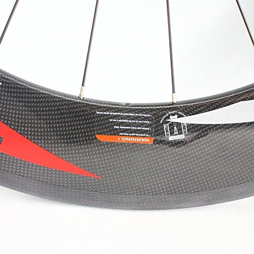 Wiel 700c 88mm Carbon Fiber Road Bike Tubular Wheels Bicycle Wheelset for Shimano - 3k Glossy Red White R88t
