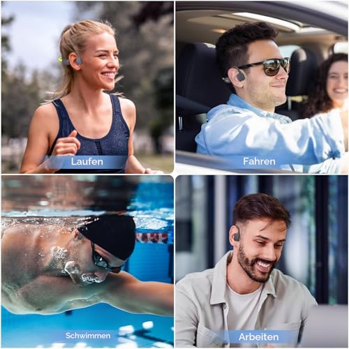 LOBKIN Swimming Headphones, IPX8 Waterproof Underwater Bone Sound Headphones Bluetooth 5.4, Open Ear Bone Conduction Headphones with MP3 Player 32G, Wireless for Swimming, Running, Cycling