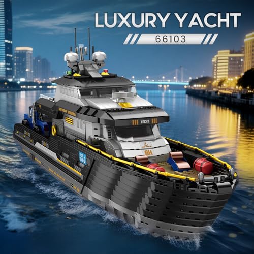 Reobrix 66103 Adult Luxury Yacht Building Kit Cruise Ship Model Kit Toy Yacht Decorations Collectable Exhibition Gift for Adults Boys Girls