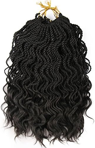 16Inch 35strands/pack 6packs/lot Wavy Ends Senegalese Twist Synthetic Crochet Curly Havana Mambo Braids Hair Extensions Black Brown Purple Light Brown Burgundy Pre-twist Hair (6packs Black Brown 2#)
