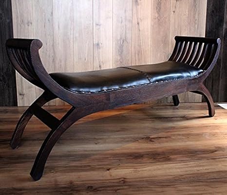 Amazon カルティニベンチ チーク材 無垢材 本皮 ブラック アジアンモダン インテリア アジアン家具 ダイニングベンチ オンライン通販