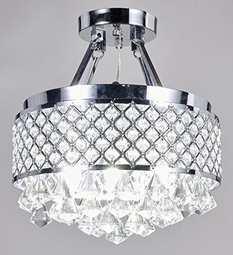 New Legend Lighting 4-light Crystal Semi-flush Mount Chandelier with Chrome Iron Shade