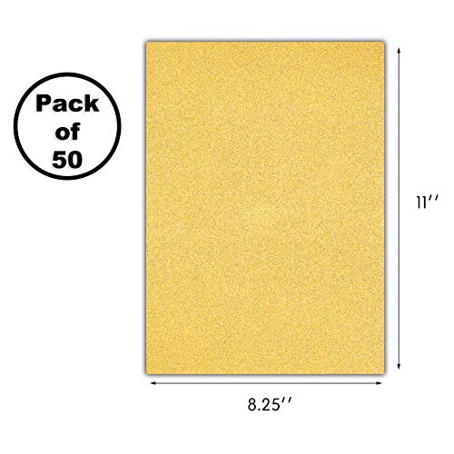 50 Gold Glitter Cardstock Double Sided NonAdhesive Glitter Sheet