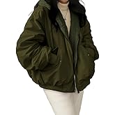 EMMIOL Womens Winter Coats Hooded Fleece Puffer Reversible Long Sleeve Oversized Full Zipper Warm Jackets