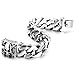 Mens Large Stainless Steel Curb Chain Bracelet with Fleur De Lis and Skull, Biker Gothic, Polished