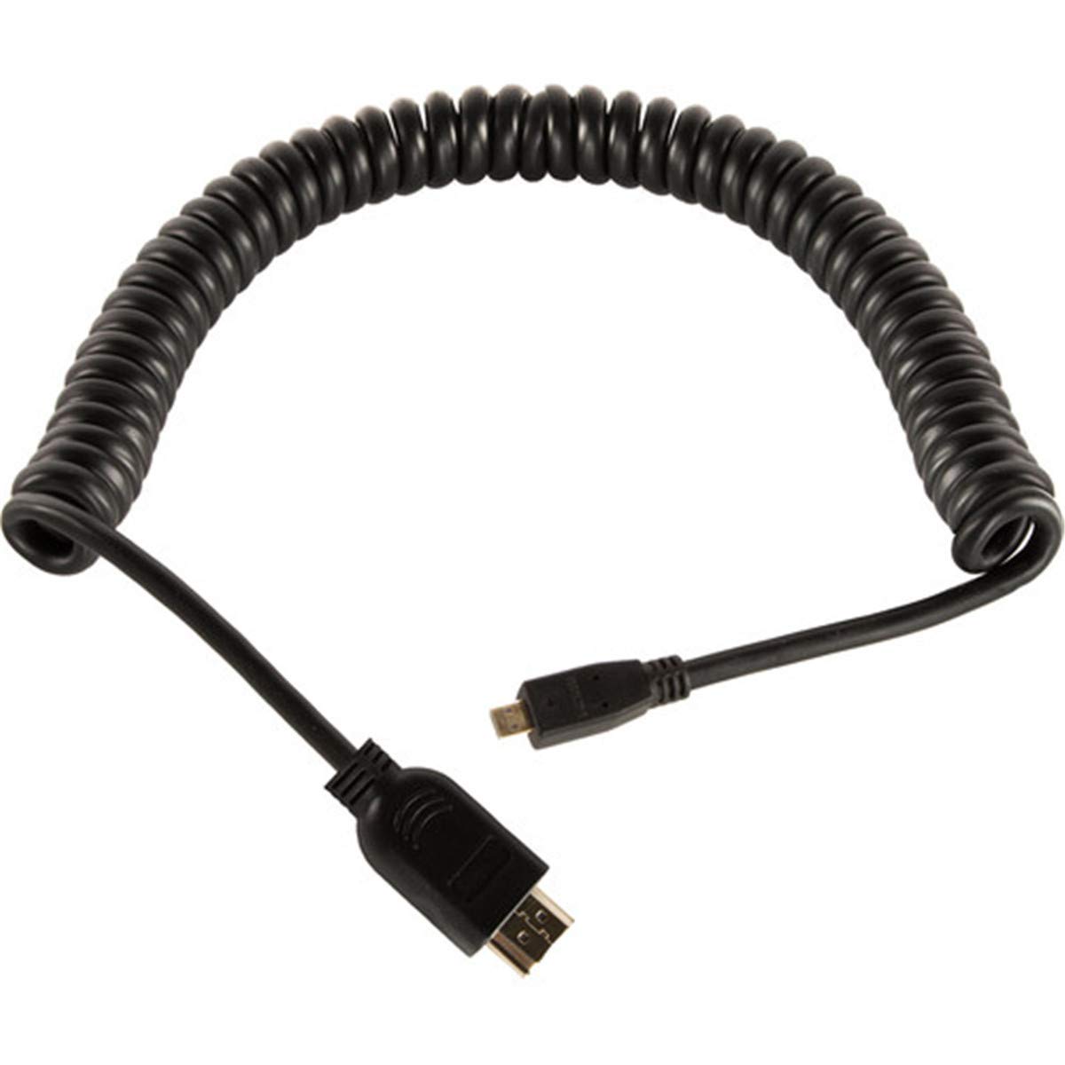 HangTon Micro HDMI to HDMI HDTV Spiral Cable for Cell Phone Tablet Laptop DV Camera Computer Monitor 4ft