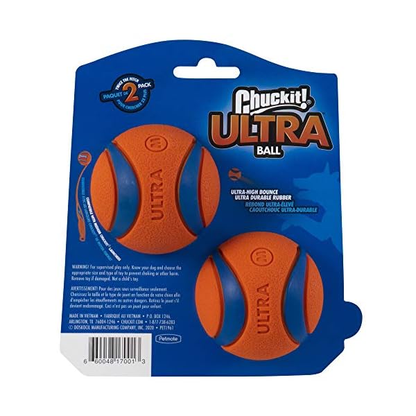 Chuckit-Ultra-Ball-Durable-High-Bounce-Rubber-Dog-Ball-Launcher-Compatible-2-Pack-Medium ChuckIt! Ultra Ball Dog Toy, Durable High Bounce Floating Rubber Dog Ball, Launcher Compatible Toy For Dogs, Medium…