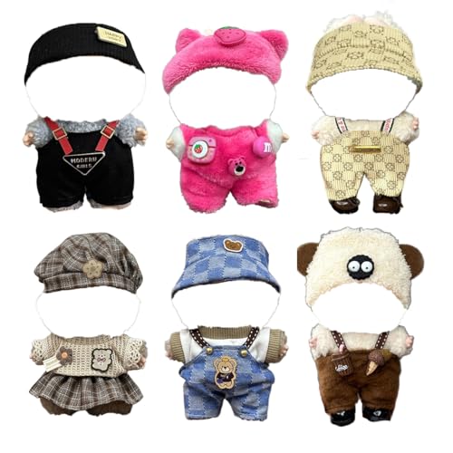 Clothes for 15/17cm Dolls - 6 Set Clothes for 6.7 Inch Dolls, Premium Stylish Outfit with Accessories for Play & Display（No Doll） (SET1)