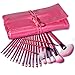 Ecvtop 22 Count Professional Cosmetic Makeup Make up Brush Brushes Set Kit with Leather Pouch (Pink)