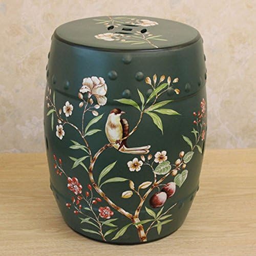 Shoe stool LUYIASI- American Pastoral Retro Stool Creative Painted Ceramic Stool European Retro Dressing Stool Shoe Bench(32x37cm) (Color : Green)