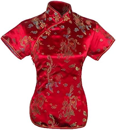 UK Stock Women's Red Chinese Blouse