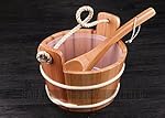 Good Guality Solid Wood Red Cedar Sauna Bucket/Pail with Ladle 4L Volume