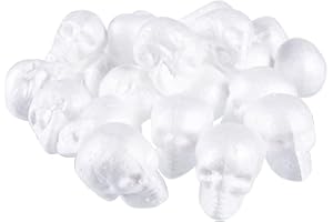 Juvale 24 Pack Foam Skull Head for DIY Crafts, Paintable Polystyrene Foam Skulls, Mini White Skulls to Paint for Halloween Decorations, Parties, and Events, Foam Skull Heads for Crafting, 2.5 Inches