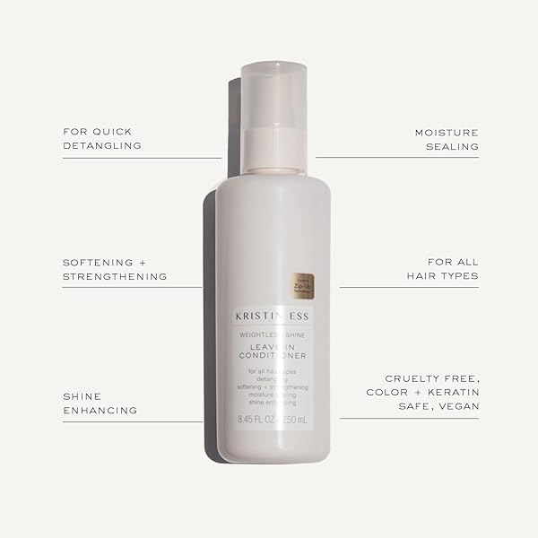 KRISTIN ESS HAIR HYDRATING SALON LEAVE IN CONDITIONER SPRAY FOR STRENGTH + SHINE – LIGHTWEIGHT ANTI FRIZZ DETANGLER FOR WOMEN – SULFATE FREE + COLOR SAFE – CASTOR OIL MOISTURE BOND REPAIR SPRAY