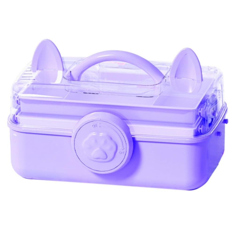 Photo 1 of Yuthsona Cute Cat Ear Hair Accessories Organizer 3-Layers Jewelry Storage Box Cat Switch Organizer Box Jewelry Plastic Hair Accessories holder for Home School Office