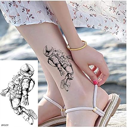 Ruofengpuzi Autocollant De Tatouagepetit Astronaute Noir